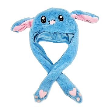 Funny Bunny Hat, Funny Plush Bunny Hat with Moving Ears and Light, Animal Ear Hat Rabbit Hat Bunny Ears Headband Toys Unisex Interesting Gift Toy Pinch The Paw Ears Will Move and Flash