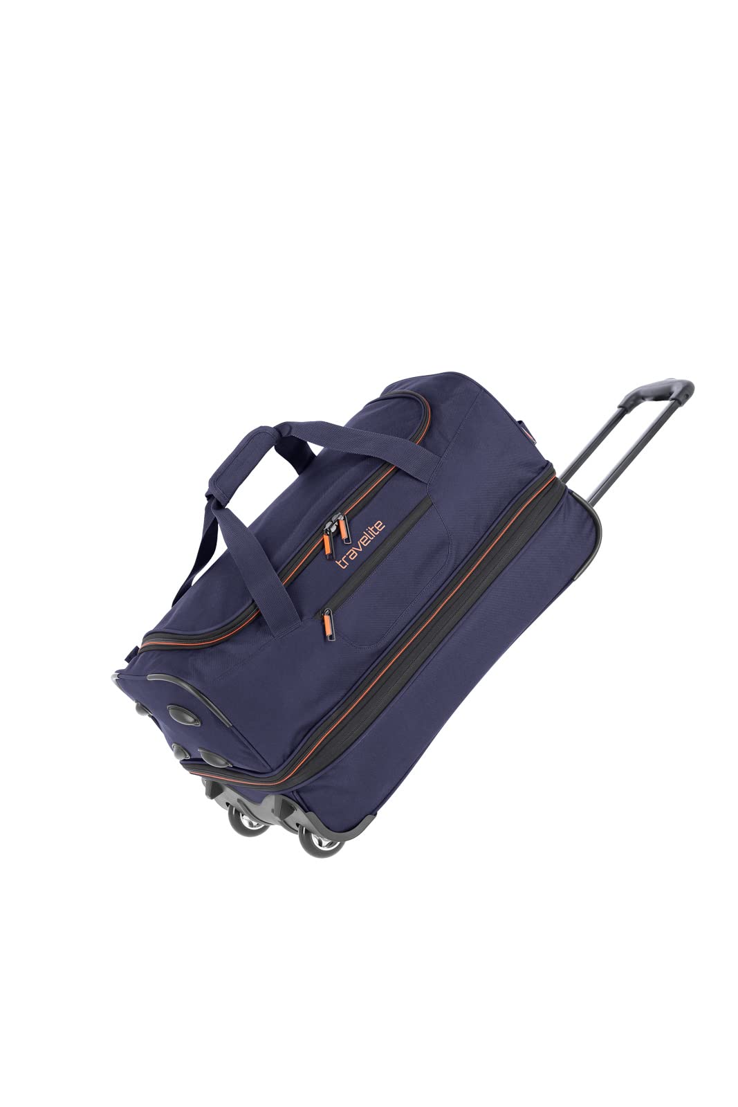 travelite trolley travel bag with wheels medium size, expandable trolley , BASICS, soft luggage travel case with expandable fold, 55 cm, 51 - 64 l