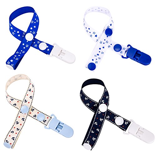 Pacifier clip dummy clips holder - 4 pack - safe&ca…