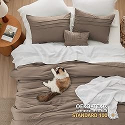 Bedsure Brown Queen Comforter Set - 4 Pieces Pinch