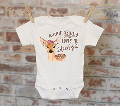 Auntie Loves Me Deerly Personalized Onesie®, Auntie Gift, Customized Onesie, Woodland Animals Onesie, Boho Baby Onesie, Funny Onesie