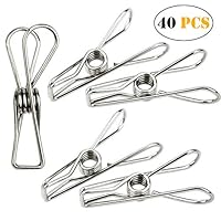 ADMOZ Clothes pins 40 PCS, 2 Inch Multi-Purpose Stainless Steel Wire,Cord Clothes Pins Utility Clips,Hooks for Home/Office