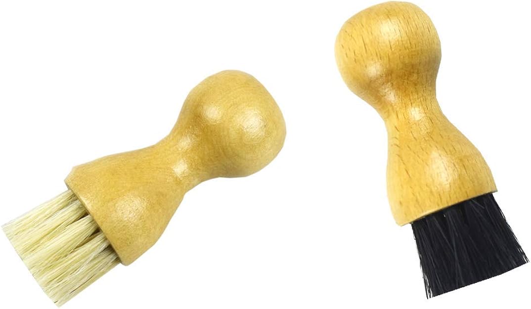Shoe Brush, Shoe Polish Applicator Brush, Horsehair Bristle Brush, 2