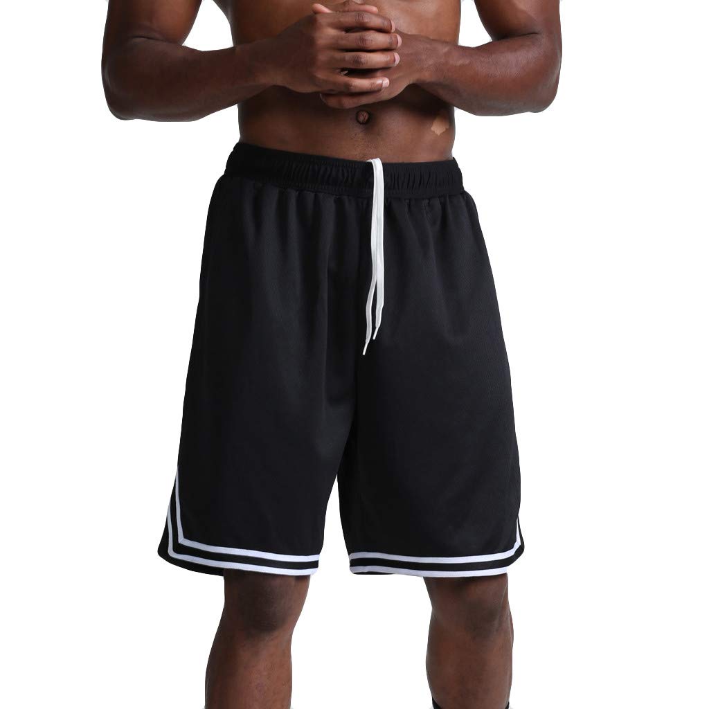 LUCKME Mens Basketball Shorts Striped 