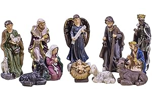 WHLHMK Nativity Sets for Christmas Indoor, 11 Pcs Resin Nativity Figurines, Nativity Set for Kids, Indoor Home Decor, Christmas Decorations Handmade Gifts(2 Inch Tall)