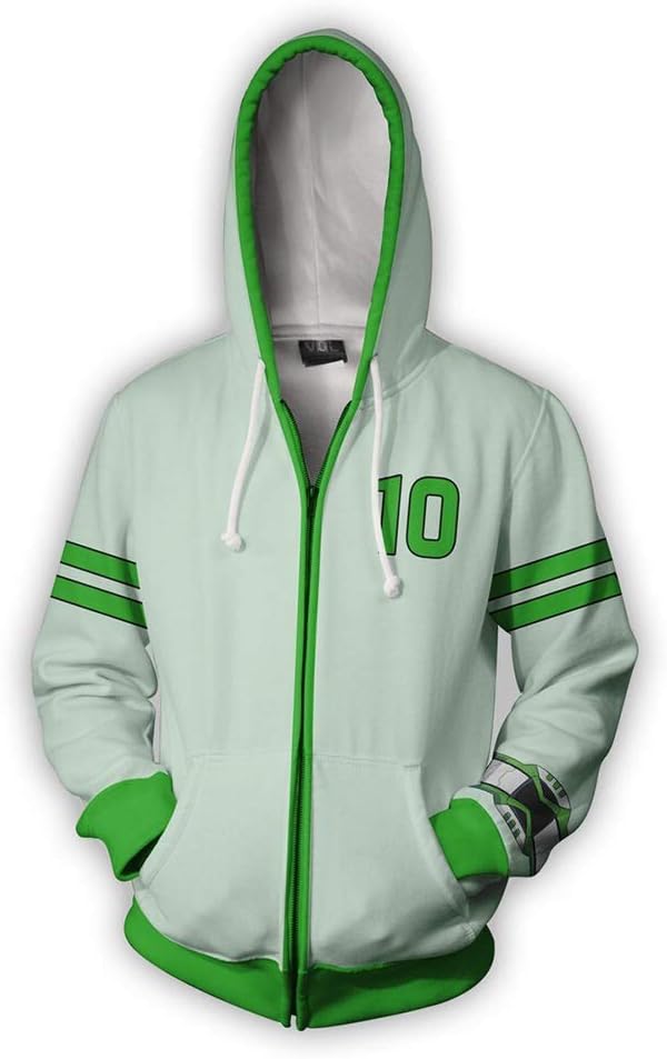 Hot Cartoon Cosplay Jacket 3D Zipper Hoodies Halloween Green Hooded Clothing