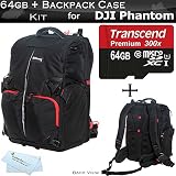 Backpack Case for DJI Quadcopter Drones Fits with All DJI Phantom Drone Models DJI Phantom 1, Phantom 2, and Phantom 3, Phantom 3 4K Drones + 64GB High Speed Micro SD Memory Card +ButterflyPhoto Cloth