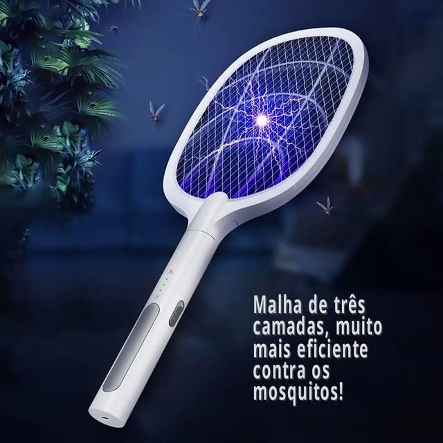 Raquete Elétrica Recarregável Bivolt Mata Pernilongos Moscas CM21