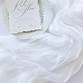 Joanlody Ivory Cheesecloth Table Runner Fall Thanksgiving 10Ft Rustic Gauze Boho Cheese Cloth Table Runner for Wedding Bridal Baby Shower Decoration
