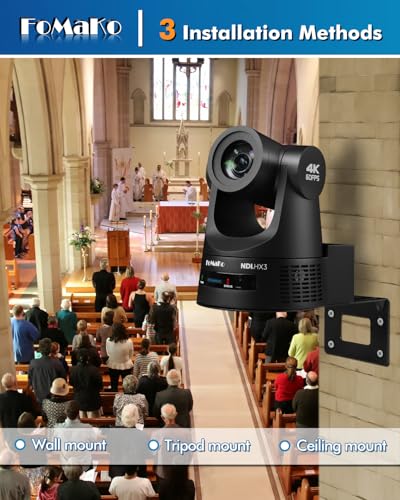 FoMaKo 4K 60FPS NDI HX3 PTZ Camera, NDI Output 4K@60, 20x Optical Zoom, AI Car Tracking, 3G-SDI HDMI2.0 LAN PoE USB3.0, Professional NDI Live Streaming Camera (K600N Black)
