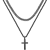 Yooblue Valentines Gifts for Him Teen Boys - Cross Necklace for Men, Gold Black Silver Mens Cross Necklaces Stainless Steel Cross Pendant Necklace Simple Jewelry Gifts Cross Chain Necklaces for Men
