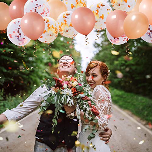 image for RUBFAC 80pcs 12 Inches Glitter Latex Balloons (Rose Gold, Rose Gold Co