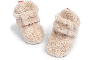 Babelvit Newborn Baby Boy Girl Soft Fleece Booties Stay On Infant Slippers Socks Shoe Non Skid Gripper Toddler First Walkers Winter Ankle Crib Shoes