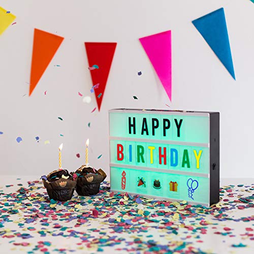 Cinema Light Box Color Changing with 400 Letters, Emojis, Remote Control and 2 Markers - BONNYCO | Led Light Box 16 Colors Home, Office & Room Decor | Cinema Led Sign Letters Board Gifts for Women Men