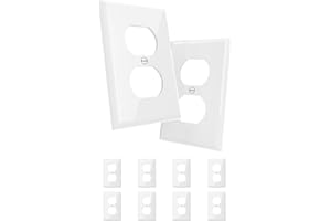 BLUESKY REBECCA 10-Pack Unbreakable 1-Gang Standard Size Duplex Receptacle Wall Plates – Durable Polycarbonate Thermoplastic Electrical Outlet Covers in White