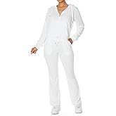 APLUSA Women's 2 Piece Outfit Sweatsuit Set Zip Up Hoodie Wide Leg Sweatpants French Terry Lounge Set