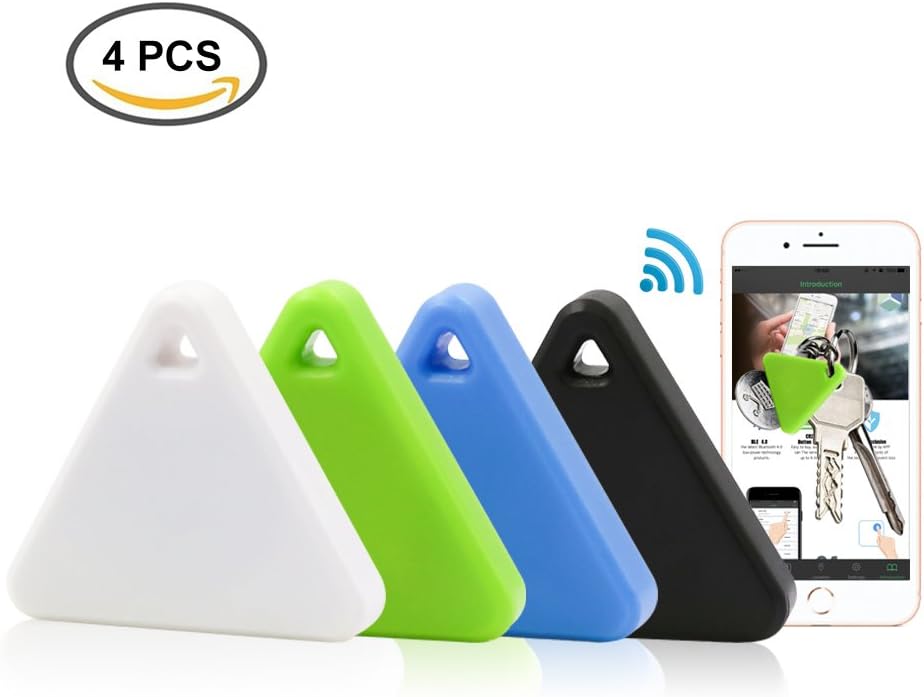 Key Finder, HCLKSTORE Key Finder Locator Smart Bluetooth Key Phone Wallet Finder Anti Lost Alarm with Selfie Shutter for IOS, Android Smartphone (Triangle Multicolor)