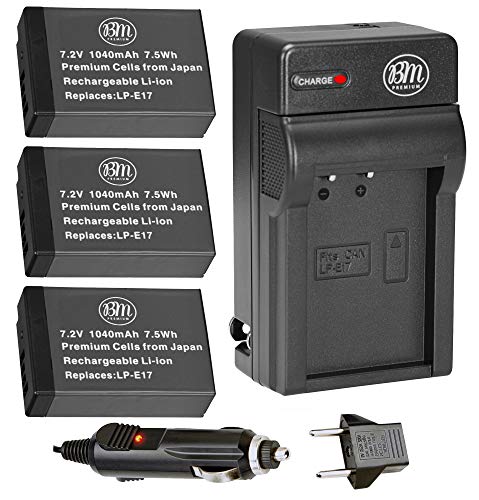 BM 3 LP-E17 Batteries and Battery Charger for Canon PowerShot V1, Rebel EOS R8, EOS R10, EOS R50, R50 V, EOS R100, EOS RP, EOS M3, EOS M6 II, T6i, T6s, T7i, T8i, SL2, SL3, EOS 750D, EOS 760D EOS 8000D