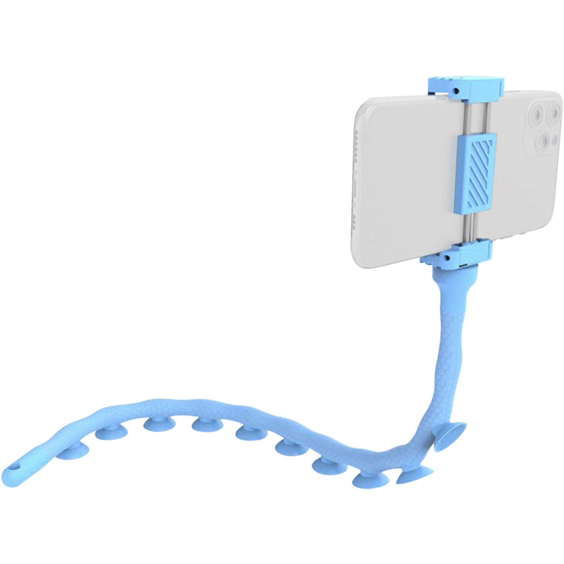 DigiPower Octopus EU-DP-SCH-BK Flexible Mobile Phone Holder with Suction Cups, 51 cm Universal Smartphone Holder with Optimal Grip on Smooth Surfaces, Light Blue