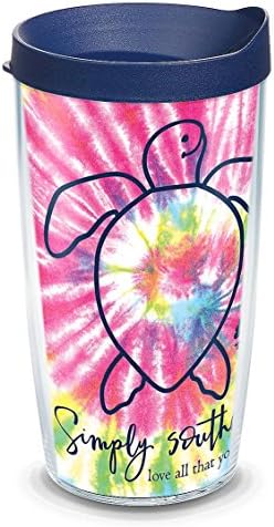 Tervis 1293951 Simply Southern Save Turtle Tie Dye 16 oz Tumbler with lid, 16oz, Clear