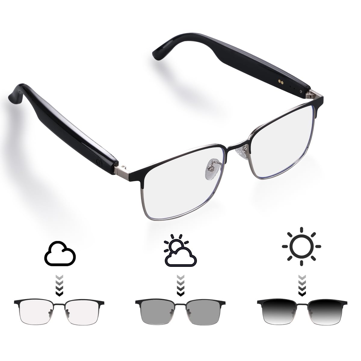 QJF Smart Glasses, Polarized Sunglasses, Bluetooth