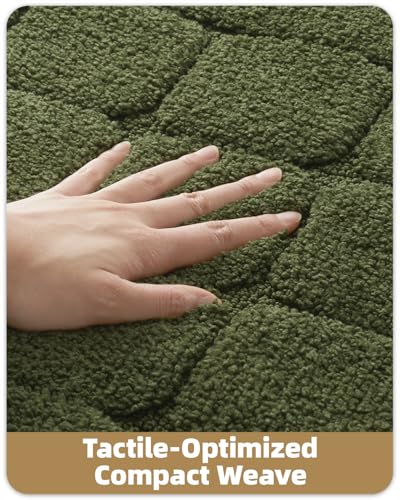 Color&Geometry Ultra Soft Bathroom Rug, Non Slip Machine Washable Bath Mat with Rubber Backing, Plush Fluffy Absorbent Carpet for Bathroom Floor, Tub and Shower, 17"x47", Green