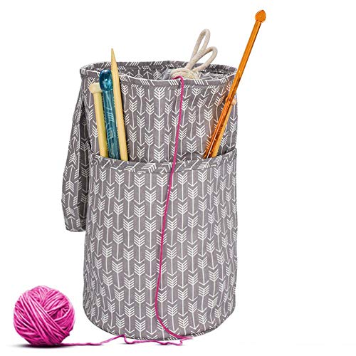 Leiyini Knitting Bag, Premium Yarn Storage Bag Portable Crochet Tote Bag Yarn Organizer Knitting Crocheting Accessories Holder Organizer - Thumbnail 6