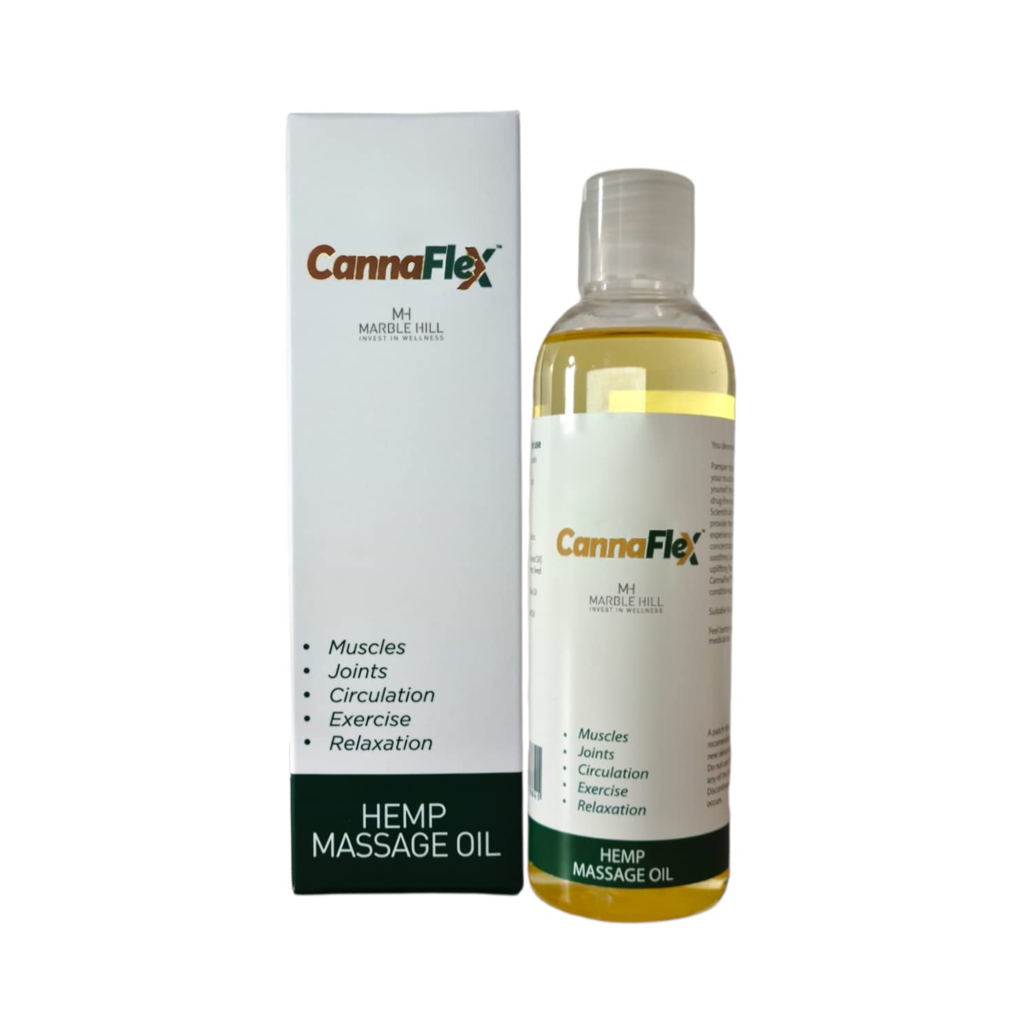 Marble Hill CannaFlex Hemp Seed Massage Oil for Back Muscles Joints Circulation Exercise Relaxation Warm up and Wind Down Sports Gardening Recovery All Ages Nourish and Conditions 200ml
