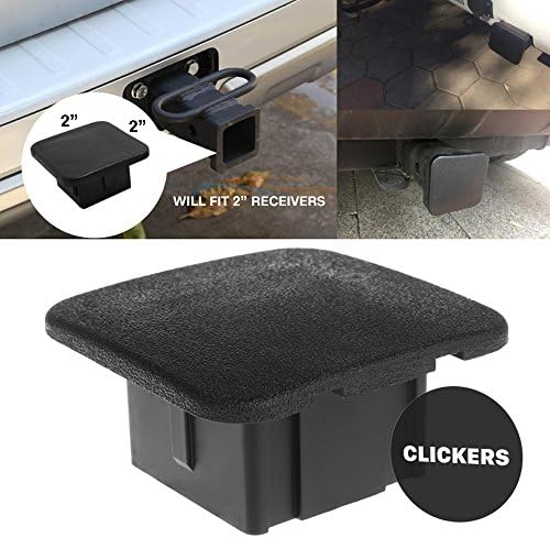 CLICKERS Black 2" Trailer Hitch Cover - Plug Insert Fits 2 Inch Receivers