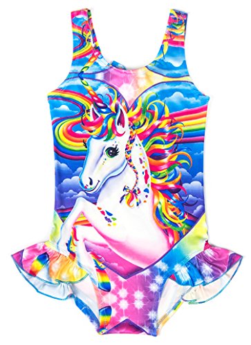 Wenge Girls Rainbow Unicorn Swimsuit Baby Unicorn Print Swimsuit-One Piece Swimwear Bathing Suit Bikinis (6T, Unicorn Fantasy) - Thumbnail 7