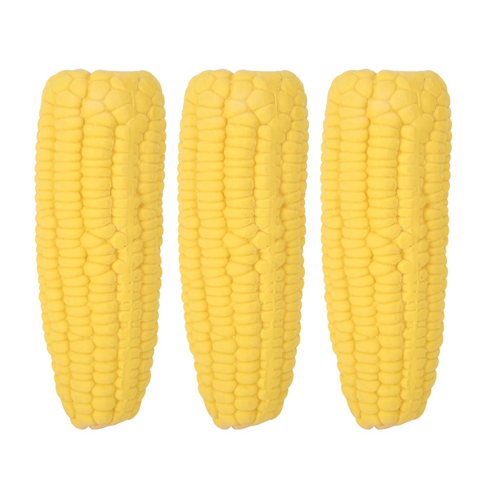 3PCS Dog Chew Toys, Safe Natural Healthy Corn Shape Latex Teeth Cleaning Chewing Sticks for Large/Medium/Small Dogs