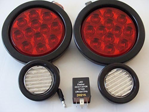 Jeep TJ Wrangler 4" Tail Light Kit for 2001-2006 Years Includes Tail Lights Back up Lights and Flasher Relay
