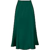 Mist Azur Silky Satin Long Skirt for Women Elastic High Waisted A Line Maxi Skirt 7307