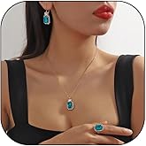 Harry and Henry Blue Jewelry Sets for Women Rhinestone Necklace Earrings Set for Wedding Jewelry Sets Statement Necklace for Brides Wedding Dangle Earrings