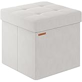 ABHENG Folding Storage Ottoman, Velvet Storage Bench, Footrest, Footstool,for Living Room, Bedroom and Office,15 x 15 x 15 Inches, 300 kg Load Capacity,Cream White, UASND04W