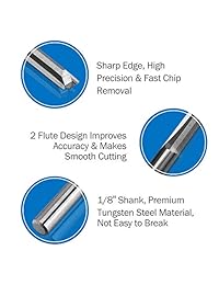 HQMaster - Brocas rectas de doble filo para fresadora de extremo recto, 2 flautas, corte CNC, de carburo, acero de tungsteno, broca de ranura recta, paquete de 10