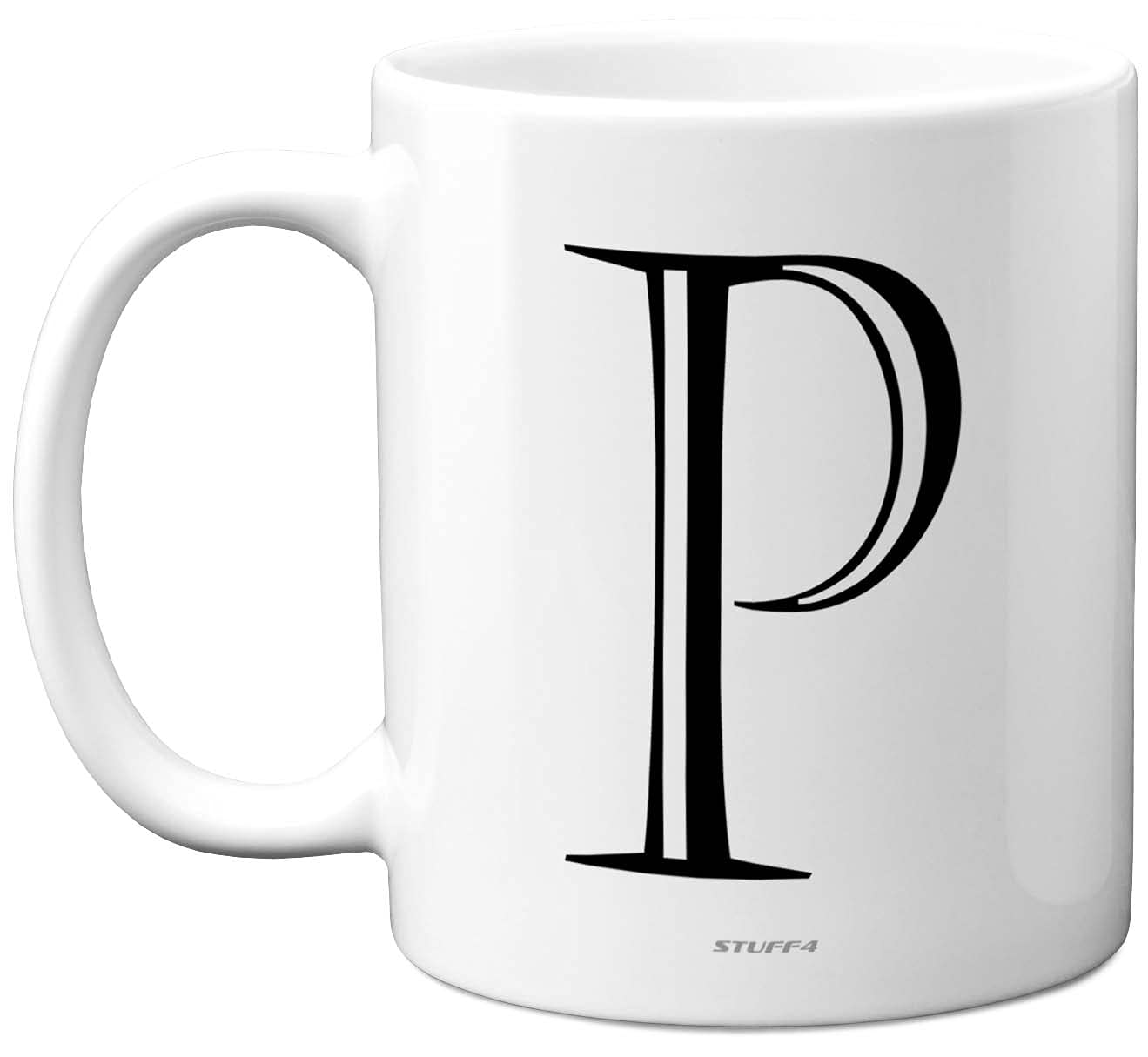 Stuff4 Personalised Alphabet Initial Mug - Letter P Mug, Gifts for Him Her, Fathers Day, Mothers Day, Birthday Gift, 11oz Ceramic Dishwasher Safe Anniversary, Valentines, Christmas, Retirement
