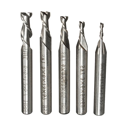 EsportsMJJ 5pcs 2 Flute 2/3/4/5/6mm 6mm Shank Milling Cutter HSS End Mill CNC Engraving Bit