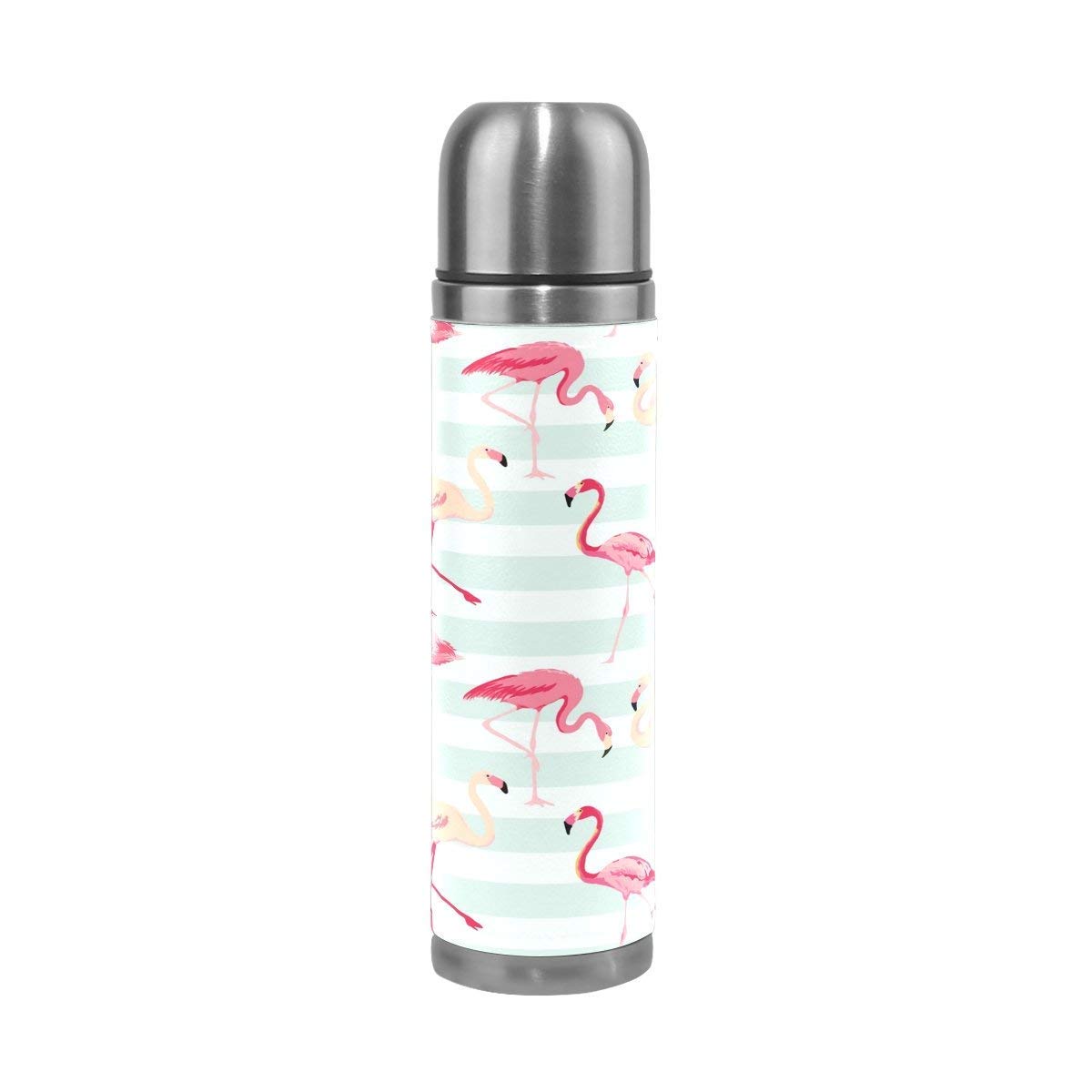ISAOA 500ml Water Bottle,Drink Flask Stainless Steel Water Bottle Flamingo Bird Vacuum Insulated Thermos Leak Proof Double-Walled Flask for Indoor Outdoor Sports Hiking Running