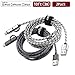 (2Pack) Miger 10FT 2-in-1 Lightning and Micro USB Cable Nylon Braided Sync and Charging Cable Cord for iPhone, iPad /iPod and Samsung, Nexus, Nokia, Sony, HTC & more(Gray+Silver)