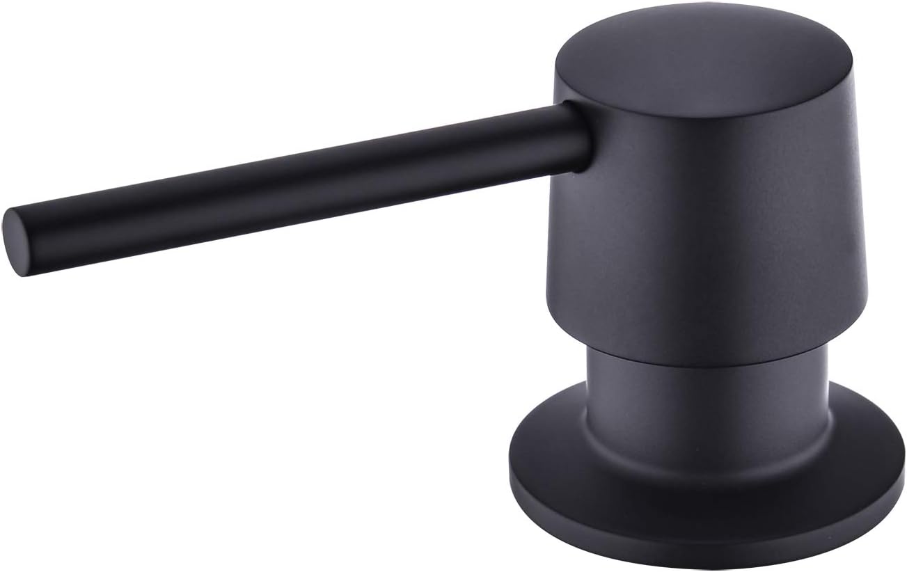Avola Soap Dispenser,Matte Black Built in Kitchen Soap Dispenser,Lotion Dispenser for Kitchen Sink,Brass Pump Head with 13 Ounce Soap Bottle