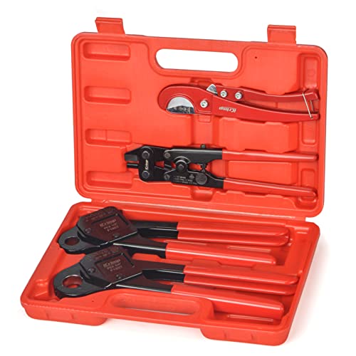 iCrimp IWS-1807CN PEX Crimpzangen-Set mit PEX-Crimpzangen, PEX-Rohrschneider, Kupferringentfernungswerkzeug für 1/2 Zoll und 3/4 Zoll Kupfer-Crimpring