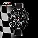 Fanmis GT Racer Sport Watch Military Pilot Aviator Army Style Black Silicone White Men's Watches