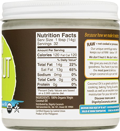 Dignity Organic Virgin Coconut Oil - Centrifuge Raw 2-PACK (15oz)