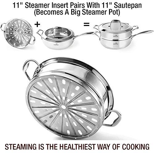 HOMI CHEF 7Piece Mirror Polished Nickel Free Stainless Steel Cookware