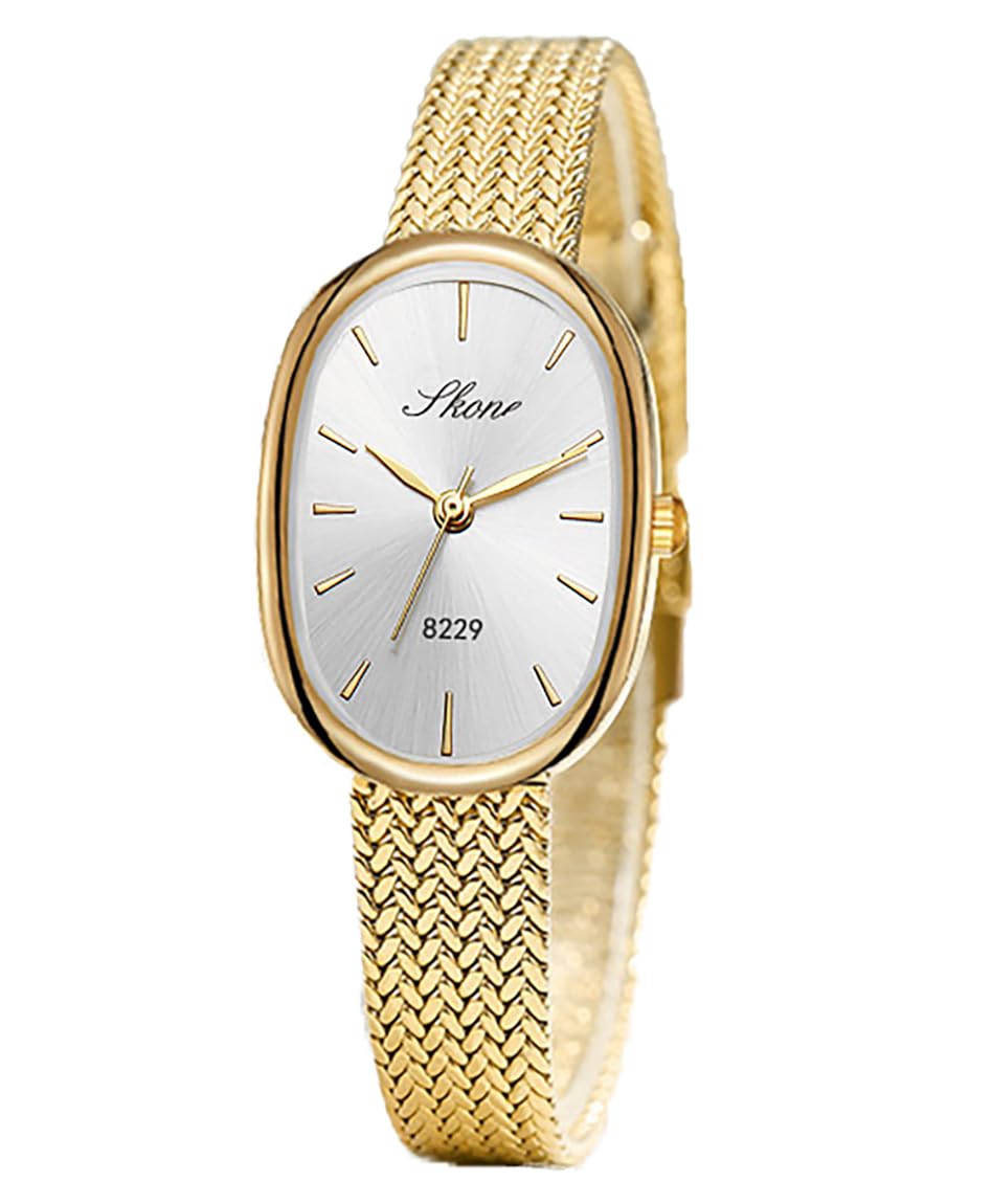 Reginald Elegant Oval Gold Watches for Women Easy Reader Watch Fashion Women Stainless Steel Exquisite Wristwatch