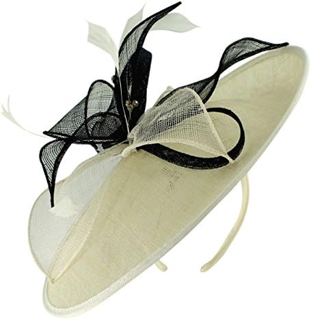 Failsworth Millinery Sinamay Leaves Disc In Ivory &amp; Navy, Size: One Size