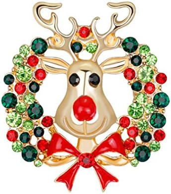 Xuxuou Christmas Elk Brooch Novelty Buttons Pins Stylish Woman brooches Noble Pin Crystal Button Brooches Scarves Buckle Women Corsage Bouquet for Women Gifts