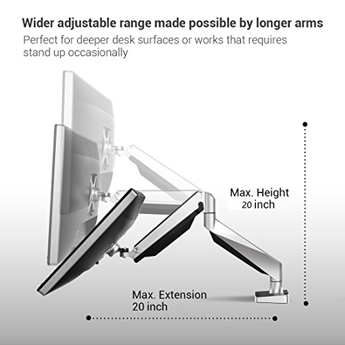 H&A Elegant Aluminum Monitor Stand Gas Spring Desk Monitor Mount for 13"-32" Computer Monitor TV Screens Full Motion Swivel LED LCD Arm (Dual Monitor)