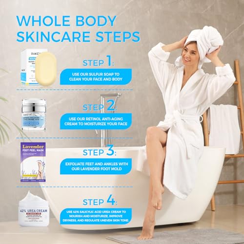 OUKEYA Sulfur Soap for Face and Body with 10% Sulfur, 2% Salicylic Acid, Sulphur Soap Bar with Goat Milk & Tea Tree Oil Hydrating Aloe & Hyaluronic Acid